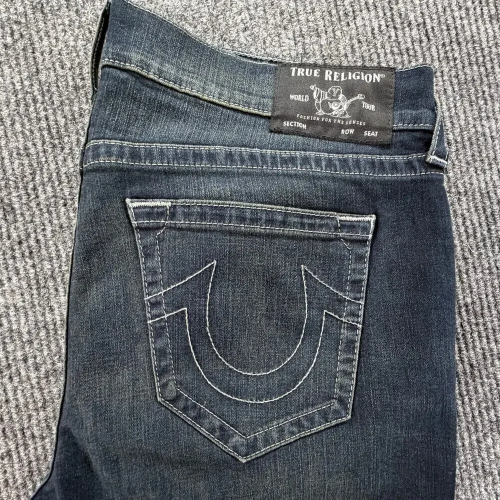 True Religion Rocco Mens 38 Relaxed Skinny Jeans Dark Wash Stretch Denim